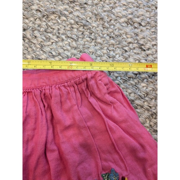 Mini Boden Pink Button Skirt Winter Woodland Deer Applique Embroidery Girls 6-7 - Picture 6 of 7